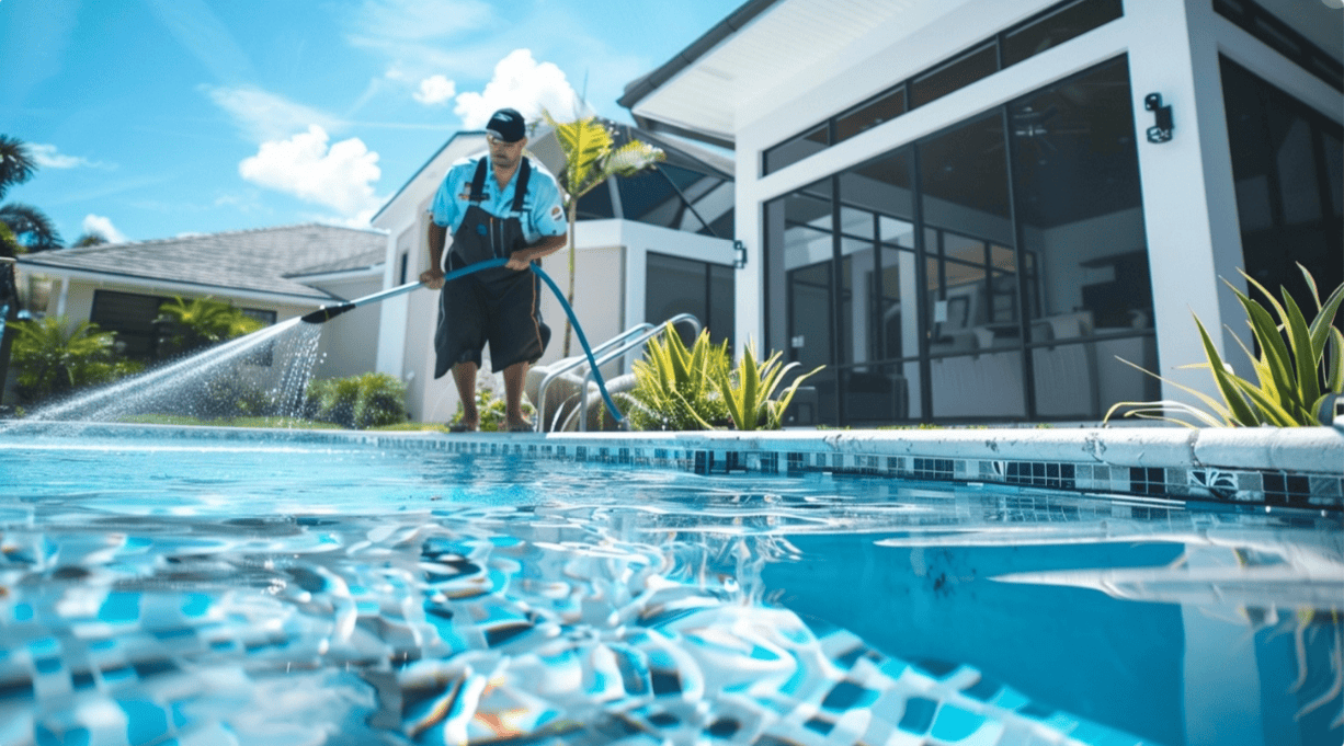 pool cleaning with hose